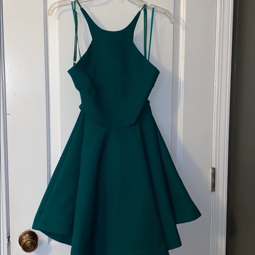 Akira open back formal emerald green skater dress
